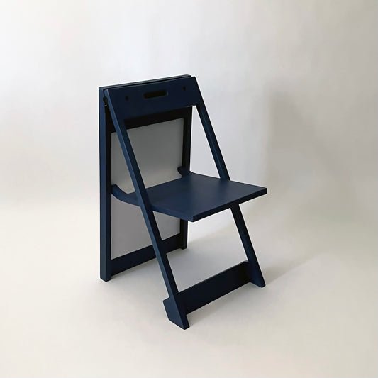 PicChair in blue; side view.