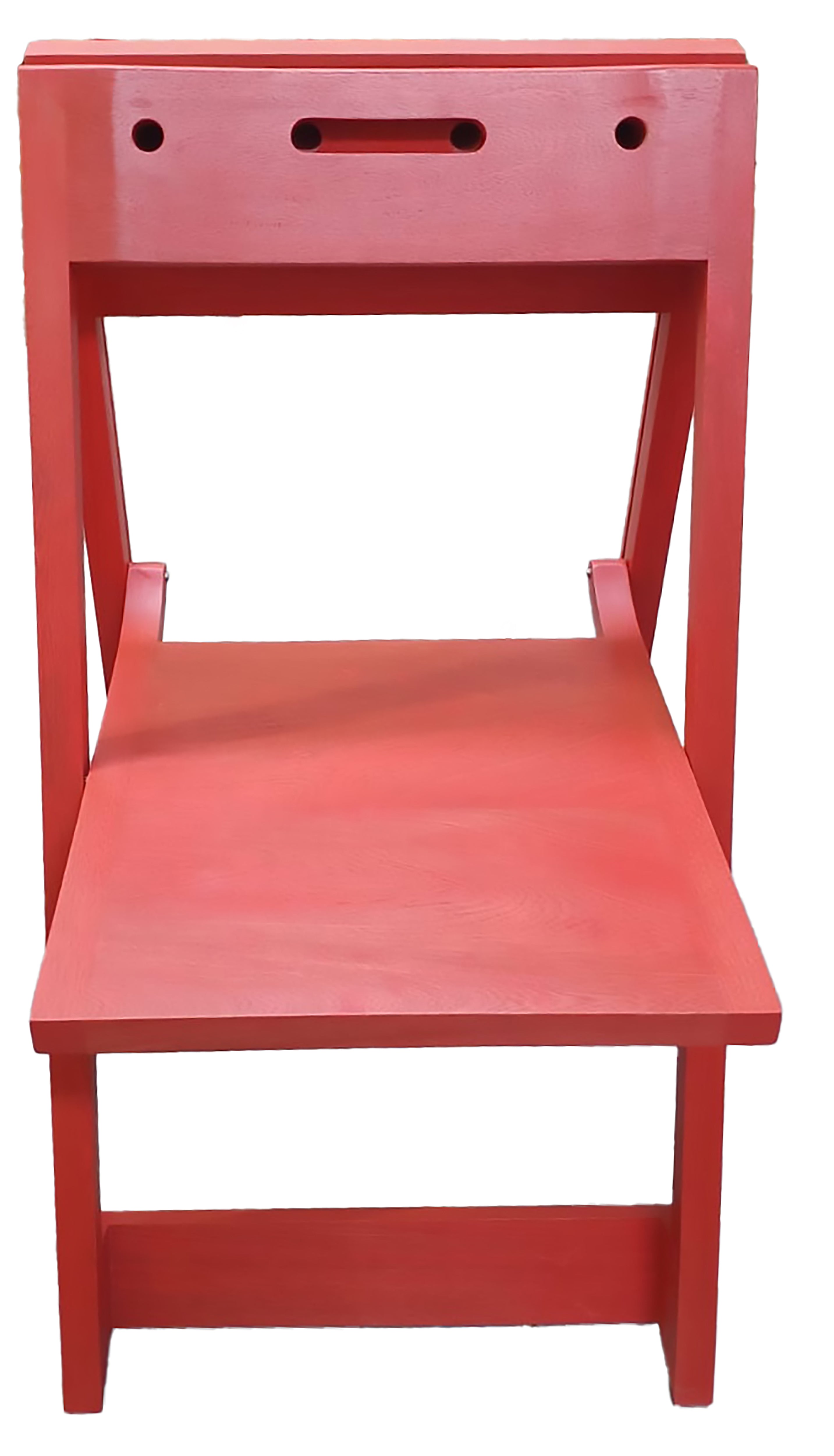 The PicChair in Red; front view of chair against white background.